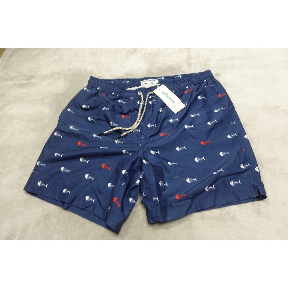 MAAMGIC Men's XL Blue Jellyfish Print Drawstring Swim Trunks NWT